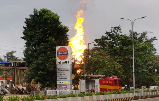 massive fire breaks out at Governer House Square petrol pump in Bhubaneswar