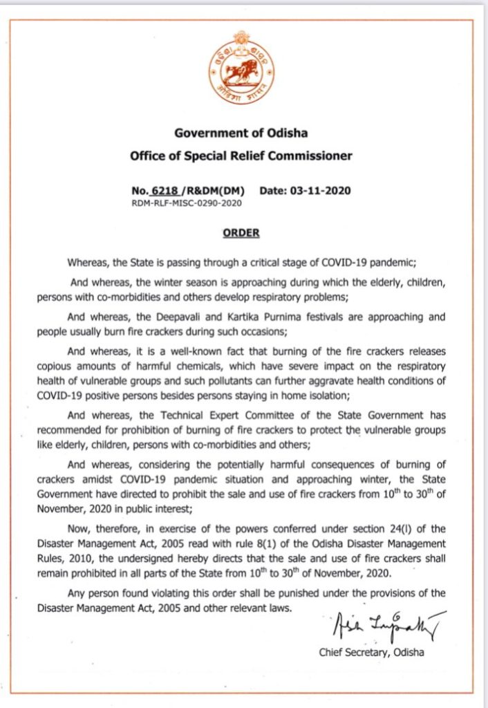 Odisha Firecrackers ban