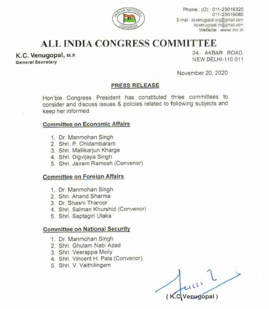 Congress forms committees on Economy, Foreign Affairs, National Security