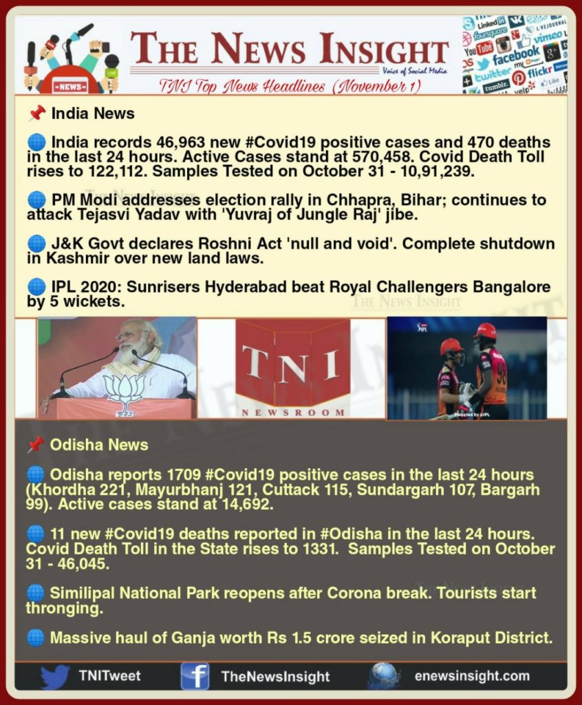 TNI Morning News Headlines – November 1, 2020