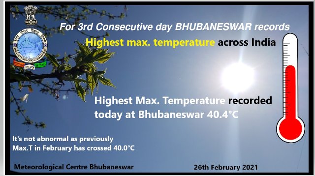 Bhubaneswar records highest maximum temperature