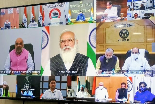 Prime Minister Narendra Modi interacts with Chief Ministers of States over rising COVID 19 cases