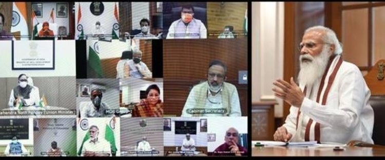 PM Narendra Modi reviews the Covid-19 situation during Council of Ministers meeting