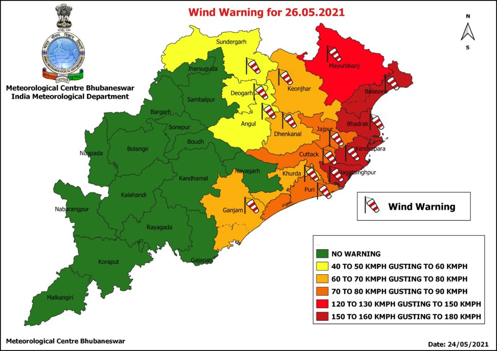 Cyclone Yaas Wind warning 26th may