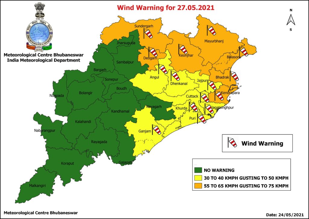 Cyclone Yaas Wind warning 27th may
