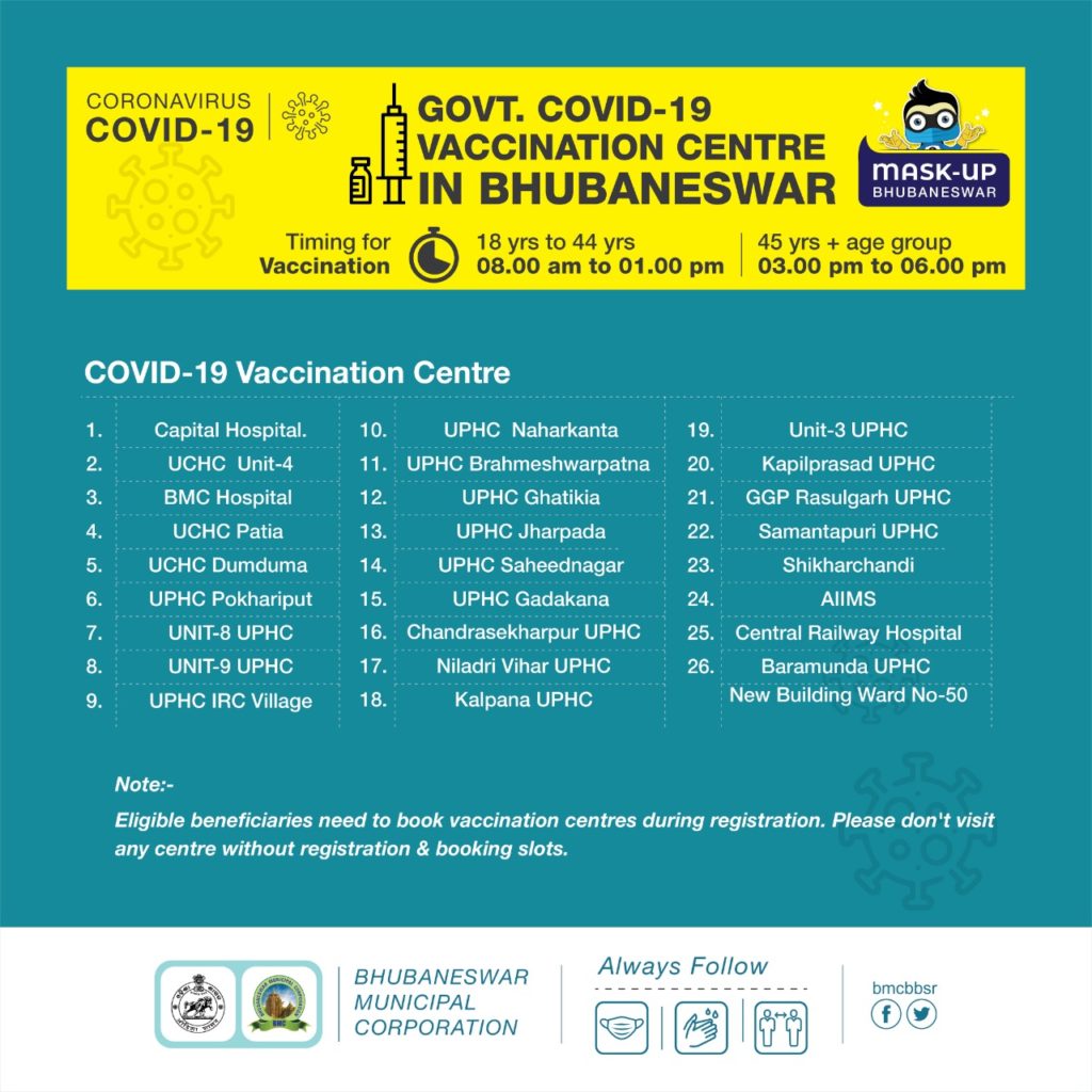 Vaccination Slot Booking available today in Bhubaneswar