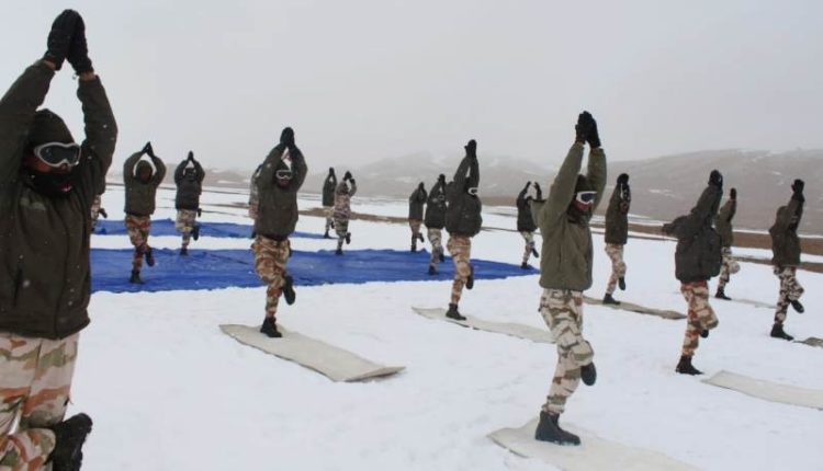ITBP Performs Yoga At 18,000ft Icy Heights Of Ladakh