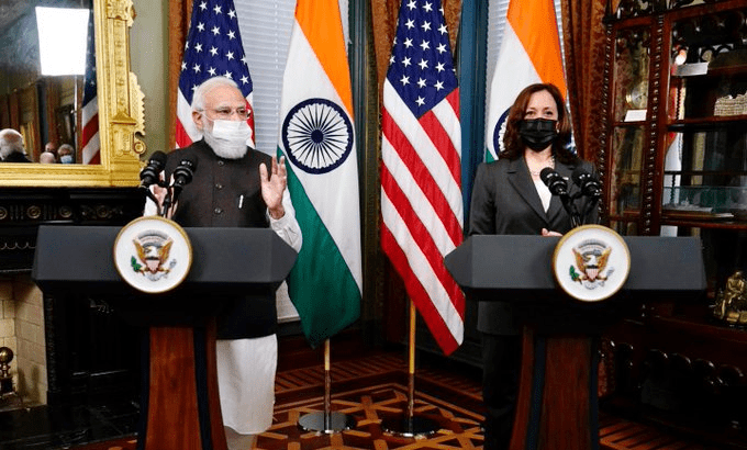 Indian Prime Minister Narendra Modi met with U.S. Vice President Kamala Harris