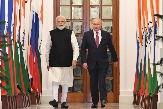 PM Narendra Modi, Russian President Vladimir Putin meet in New Delhi.