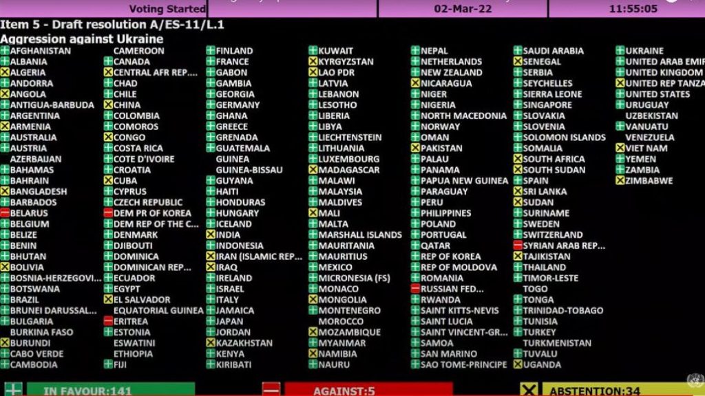 India abstains from voting against Russia at UNGA