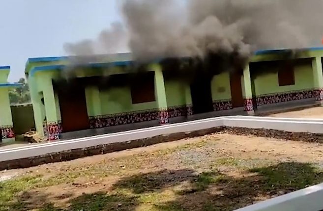 Classroom furniture, computers and other equipment were gutted in a fire that broke out in a classroom of Kodagadia High School in Champua block of Keonjhar district.
