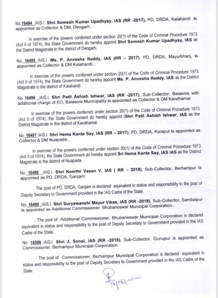 Big IAS Reshuffle in Odisha-Vijay Amruta Kulange appointed BMC Commissioner