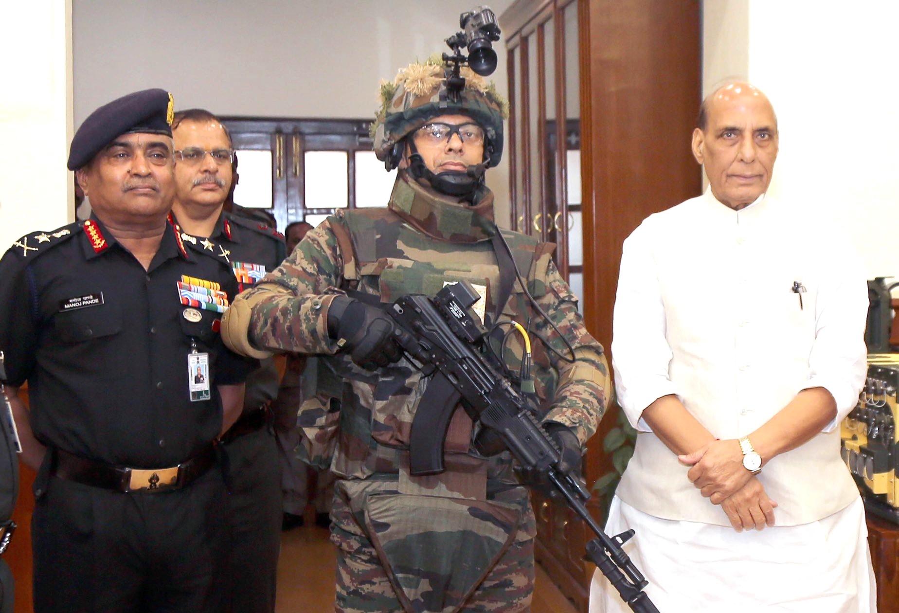 Defence Minister Rajnath Singh hands over indigenous defence systems to Indian Army to enhance the operational preparedness of the Army.