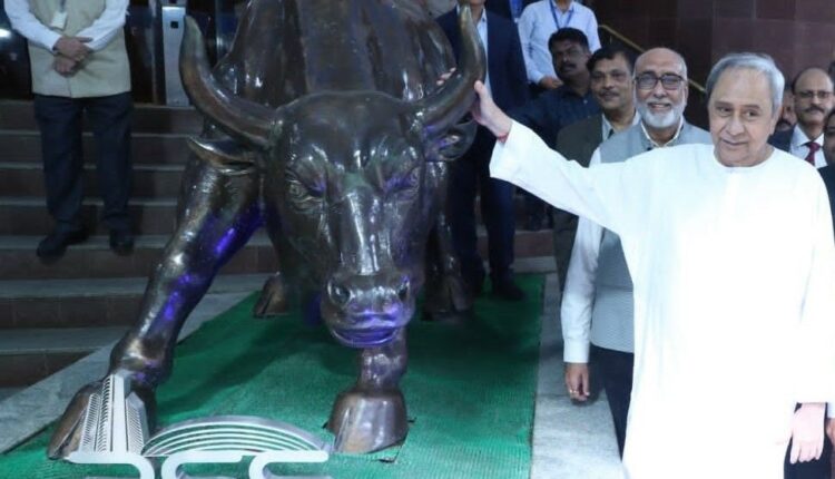 Odisha CM Naveen Patnaik rings the ceremonial opening bell of the Bombay Stock Exchange (BSE) at Dalal Street.