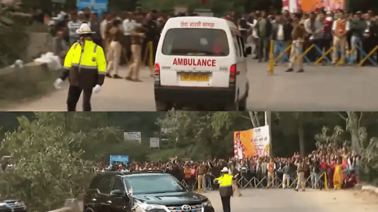 HP Elections: Modi's convoy paused to allow an ambulance to pass, while visiting Kangra in Himachal Pradesh