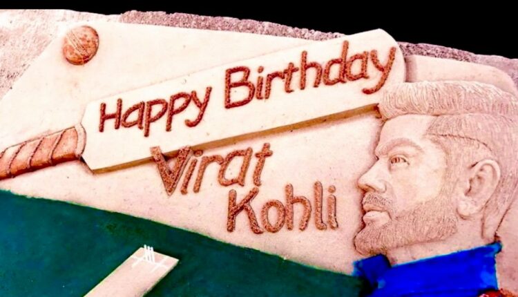 Virat Kohli turns 34; cuts birthday cake with teammates in Melbourne in Australia. Renewed Sand Artist Sudarsan Pattnaik‏ creates a sand sculpture on his birthday.