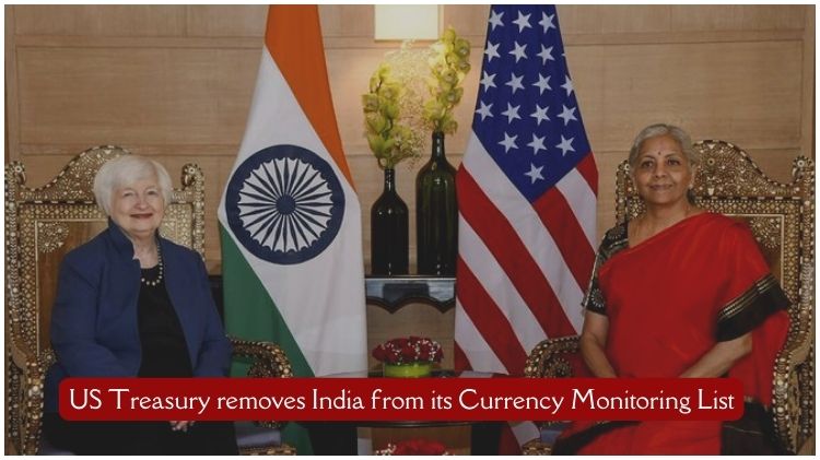 US Treasury removes India from its Currency Monitoring List