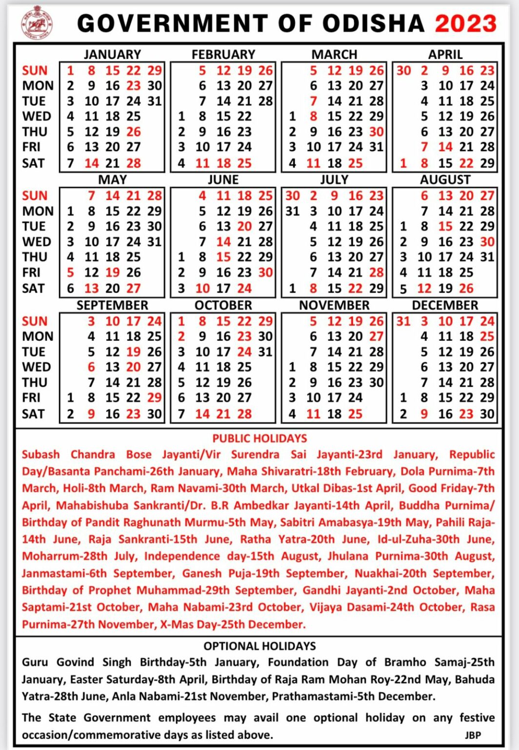 Govt of Odisha Calendar 2023: Know List of Holidays - The News Insight