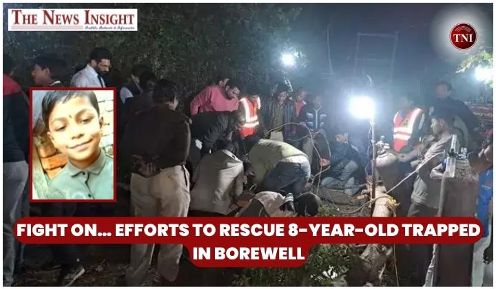 Massive rescue efforts are on, to retrieve an eight-year-old boy stuck at 55 feet after falling down a 400-foot deep borewell