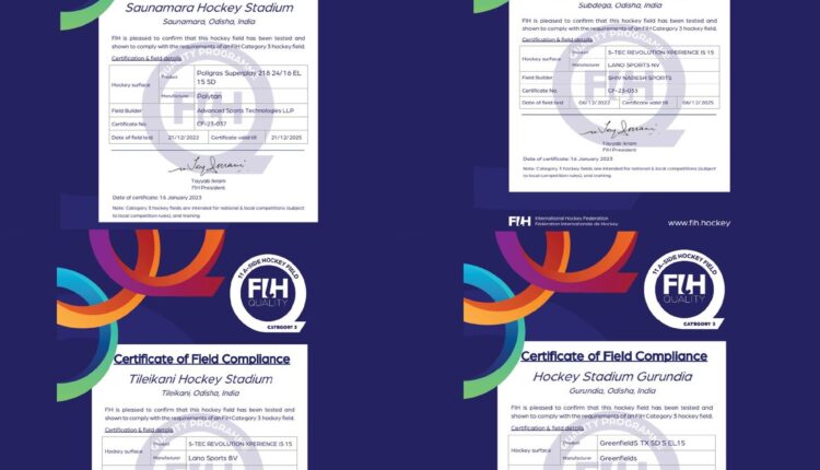 4 Hockey Stadiums in Sundargarh receive FIH Category Certification