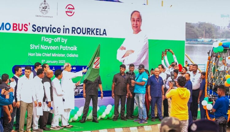 Odisha Chief Minister Naveen Patnaik on Thursday flagged off Mo Bus service in Rourkela ahead of Hockey World Cup.