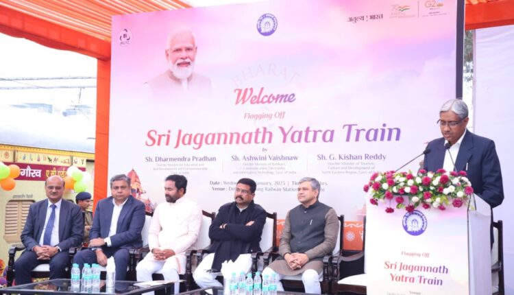 Railways Minister Ashwini Vaishnaw flagged off Shri Jagannath Yatra Tourist train from Safdarjung station in Delhi.