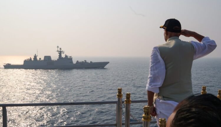 Defense Minister Rajnath Singh attended the Naval Commanders' Conference on India's first indigenous aircraft carrier.