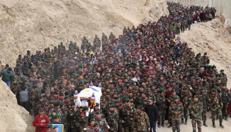 Last rites of Kargil war hero Subedar Major Tsewang Morup, Vir Chakra were held with full military honours in Leh.