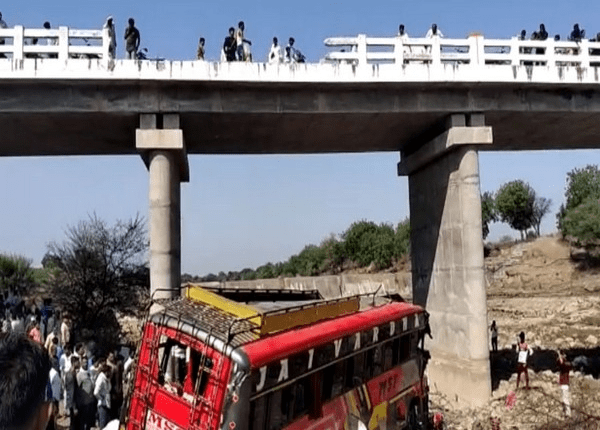 15 killed, 25 injured when a bus fell from a bridge in Madhya Pradesh's Khargone district on Tuesday morning.