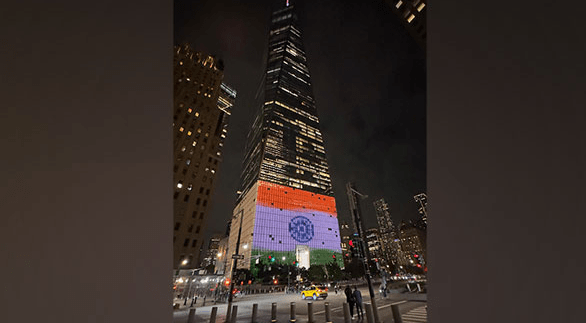 One World Trade Center building in New York lit up in tricolour to welcome PM Modi.