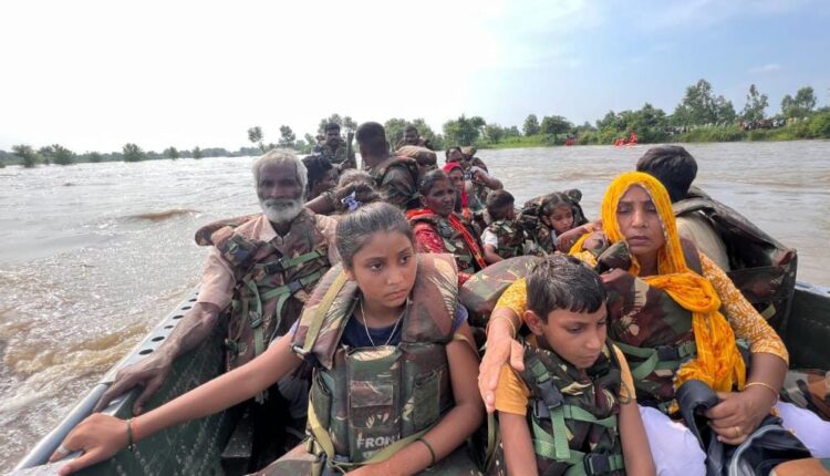 More than 100 villagers of Kangra district in Himachal Pradesh stranded near Beas River, evacuated to safer places so far by Rising Star Corps.
