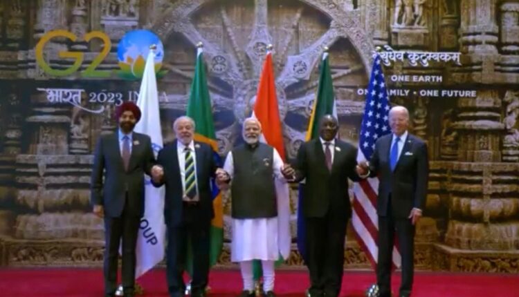 PM Modi welcomed all the G20 dignitaries at the Bharat Mandapam in front of a giant image of the Konark wheel from Odisha's Sun Temple.