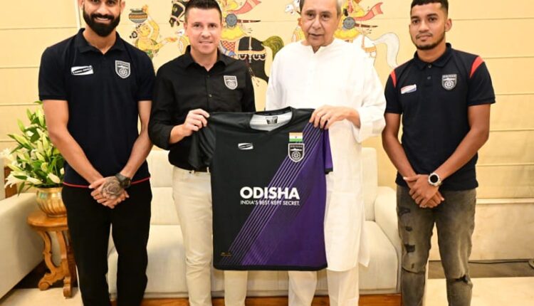 Chief Minister Naveen Patnaik presented with Odisha FC jersey ahead of the upcoming Indian Super League (ISL) 2023 and the AFC Cup 2023.