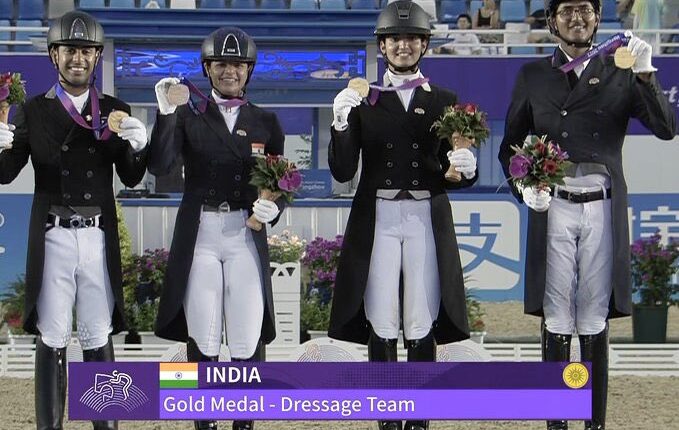 India’s Equestrian Dressage Team wins Gold at Asian Games after 41 long years, making it their first Gold in Equestrian after 1982 Games.