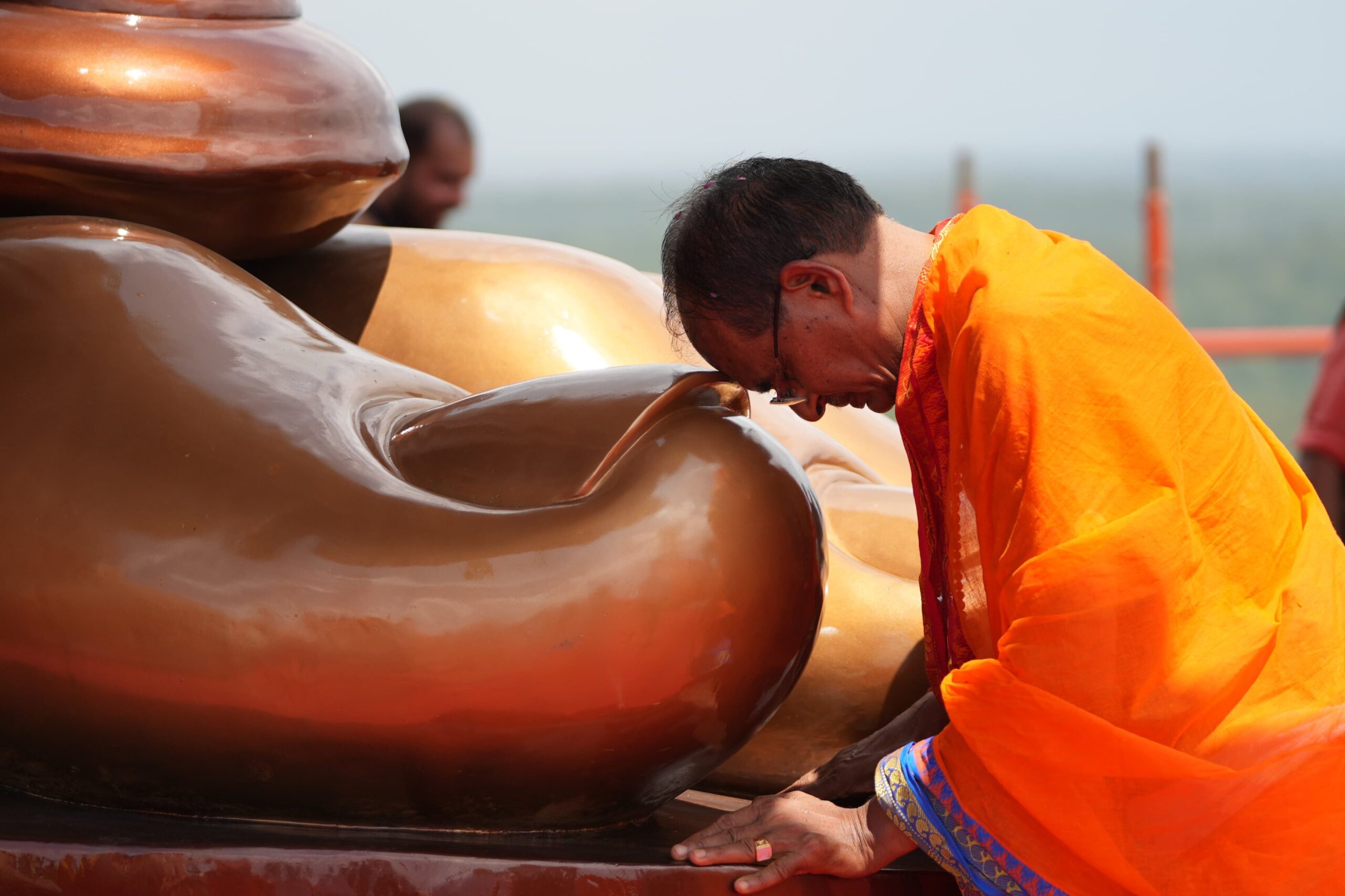 Madhya Pradesh CM Shivraj Singh Chouhan offers prayers to 108 feet tall statue of Adi Shankaracharya in Omkareshwar.