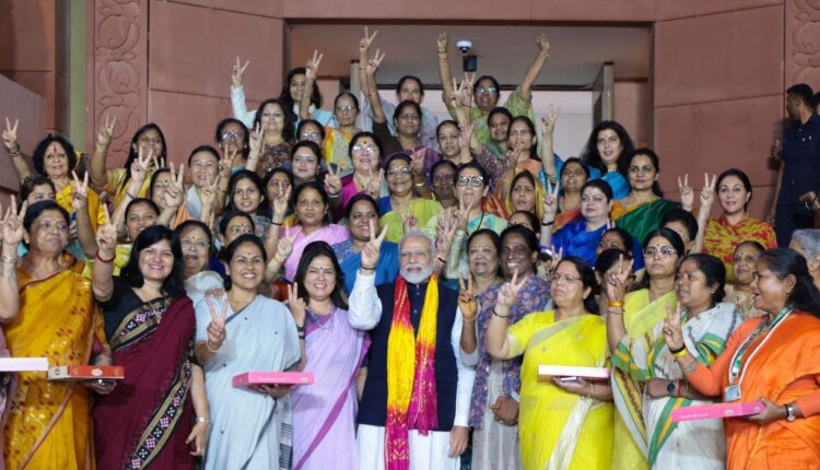Women MPs met Prime Minister Narendra Modi to express their happiness over the passage of the Nari Shakti Vandan Adhiniyam.