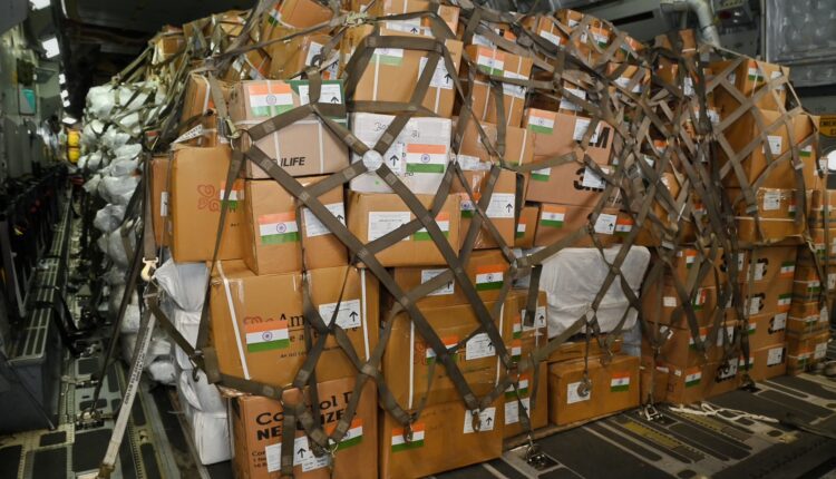 India sends humanitarian aid to Palestinians in Gaza, contains 6.5 tonnes of medical aid and 32 tonnes of disaster relief material.