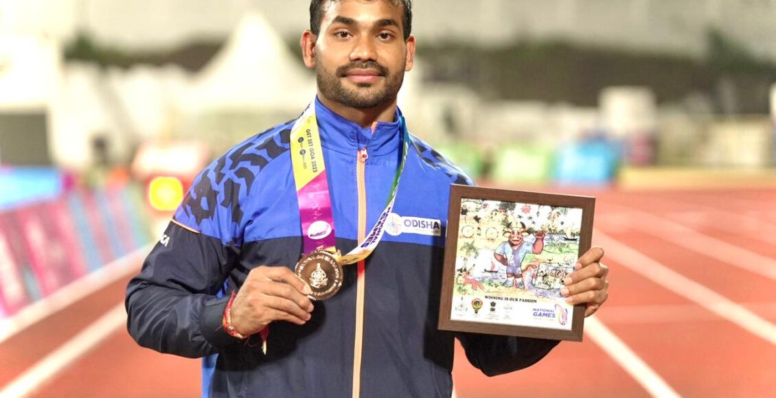 Odisha’s Javelin thrower Kishore Kumar Jena won bronze in the men’s javelin event at 37th National Games in Goa today.