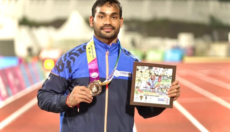 Odisha’s Javelin thrower Kishore Kumar Jena won bronze in the men’s javelin event at 37th National Games in Goa today.