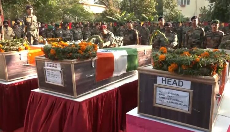 Wreath laying ceremony of 5 Army personnel held in Jammu and Kashmir who lost their lives during an encounter in Rajouri.