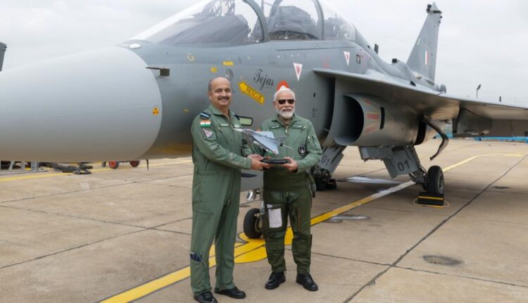 Prime Minister Narendra Modi flew a sortie in the indigenously designed, developed and manufactured Tejas Twin Seat Light Combat Fighter aircraft in Bengaluru.