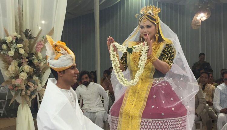 Actors Randeep Hooda and Lin Laishram tie the knot in a traditional Meitei wedding ceremony in Imphal on Wednesday.