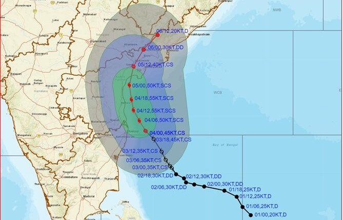 Cyclone Michaung likely to intensify into severe cyclonic storm on Monday; Heavy rainfall likely over the districts of Malkangiri, Koraput, Rayagada, Gajapati, and Ganjam today.