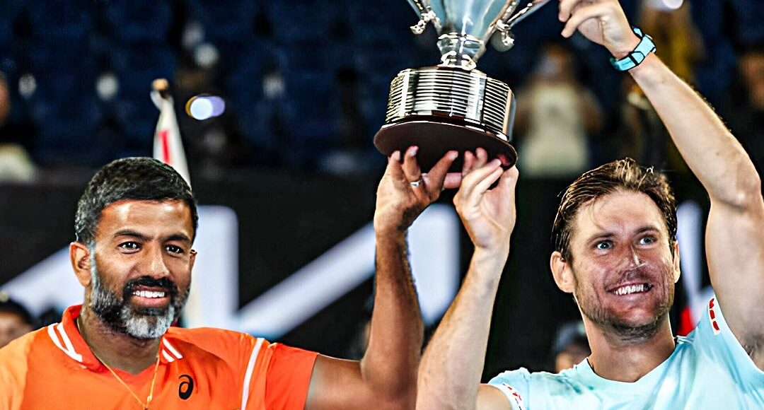 India’s Rohan Bopanna wins his first Grand Slam title in men’s doubles as he, along with Matthew Ebden, beat the all-Italian duo of Simone Bolelli and Andrea Vavassori 7-6, 7-5.