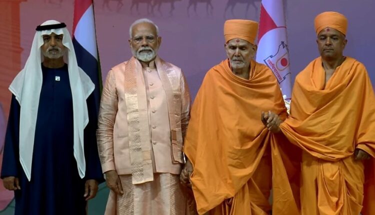 Prime Minister Narendra Modi inaugurated the Bochasanwasi Akshar Purushottam Swaminarayan Sanstha (BAPS) Mandir in Abu Dhabi.