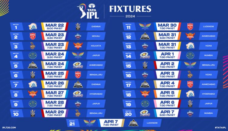 IPL released a partial schedule comprising a set of 21 matches between March 22 and April 7.