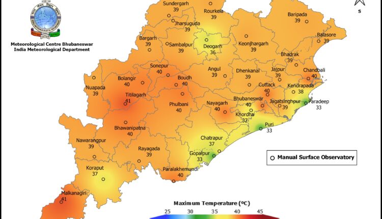 IMD issues yellow warning for heat wave; Titlagarh & Malkangiri became the hottest place in the State with 41 degrees Celsius.