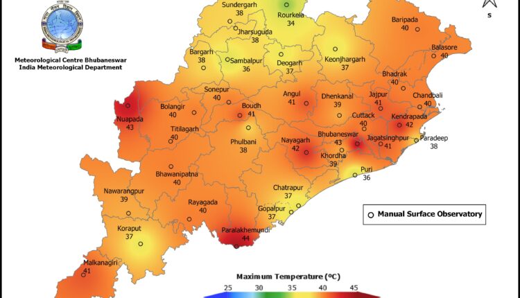 Bhubaneswar hottest place in Odisha, recording a scorching temperature of 41.9°C. Yellow warning issued for north and coastal areas.
