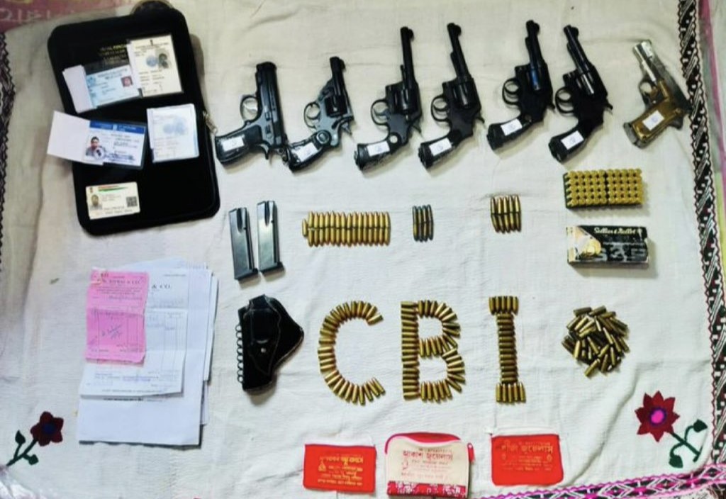 CBI recovers huge cache of arms and ammunition from Sandeshkhali's Sarberia area during a raid in connection with attack on ED officials.