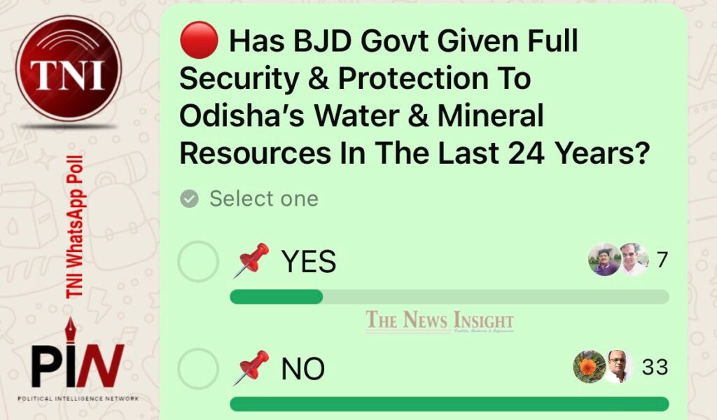 TNI WhatsApp Poll on BJD Govt’s Work on Water & Mineral Resources 